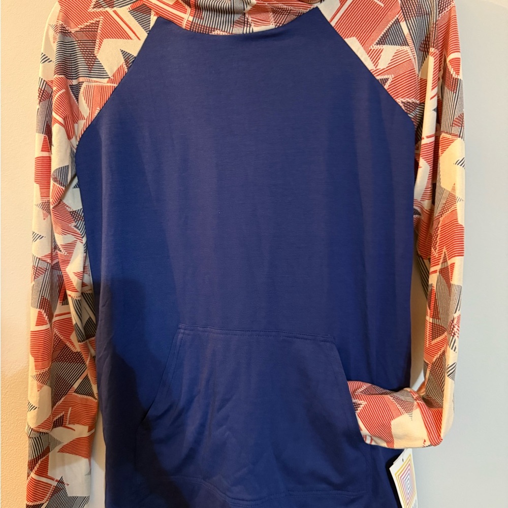 LuLaRoe Amber Blue and Red Stars Hoodie